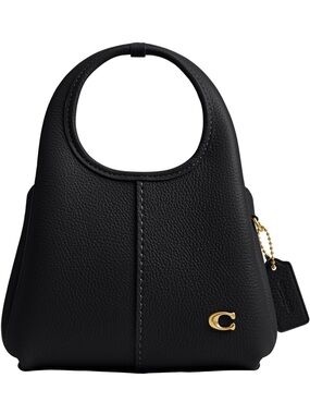 New Coach Black Pebbled Leather Lana 19 Mini Handbag with Gold Accent